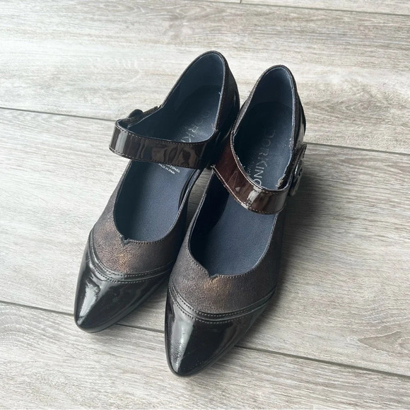 DORKING  FLUCHOS Patent Leather Metallic Leather Mixed Mary Jane Shoes - Picture 3 of 16